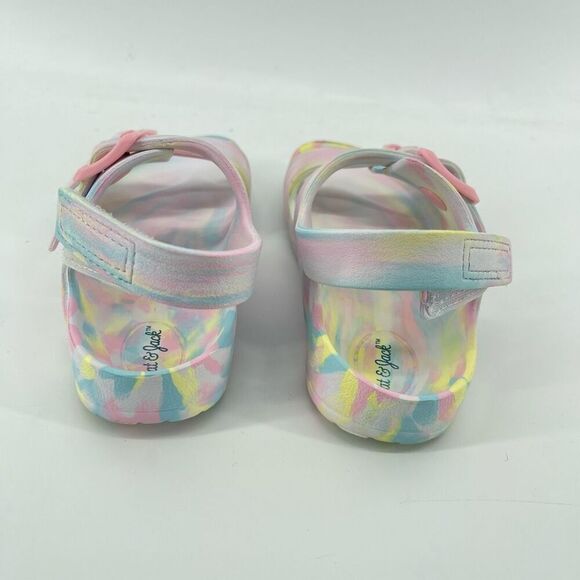 Cat & Jack Ade Girls Size 11 EVA Pastel Multicolor Double Strap Footbed Sandals - Picture 6 of 15